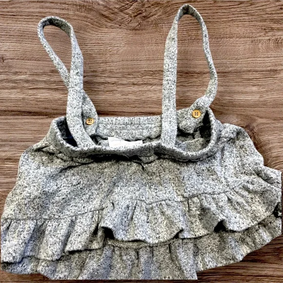 Zara Knitwear Baby Girl Strap Ruffled Skirt 9-12M Grey Marled EUC - Picture 4 of 7